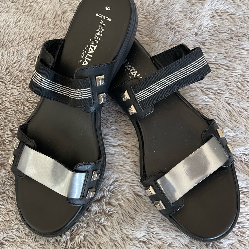 AQUATALIA - Black w/ Metal Detail Sandals